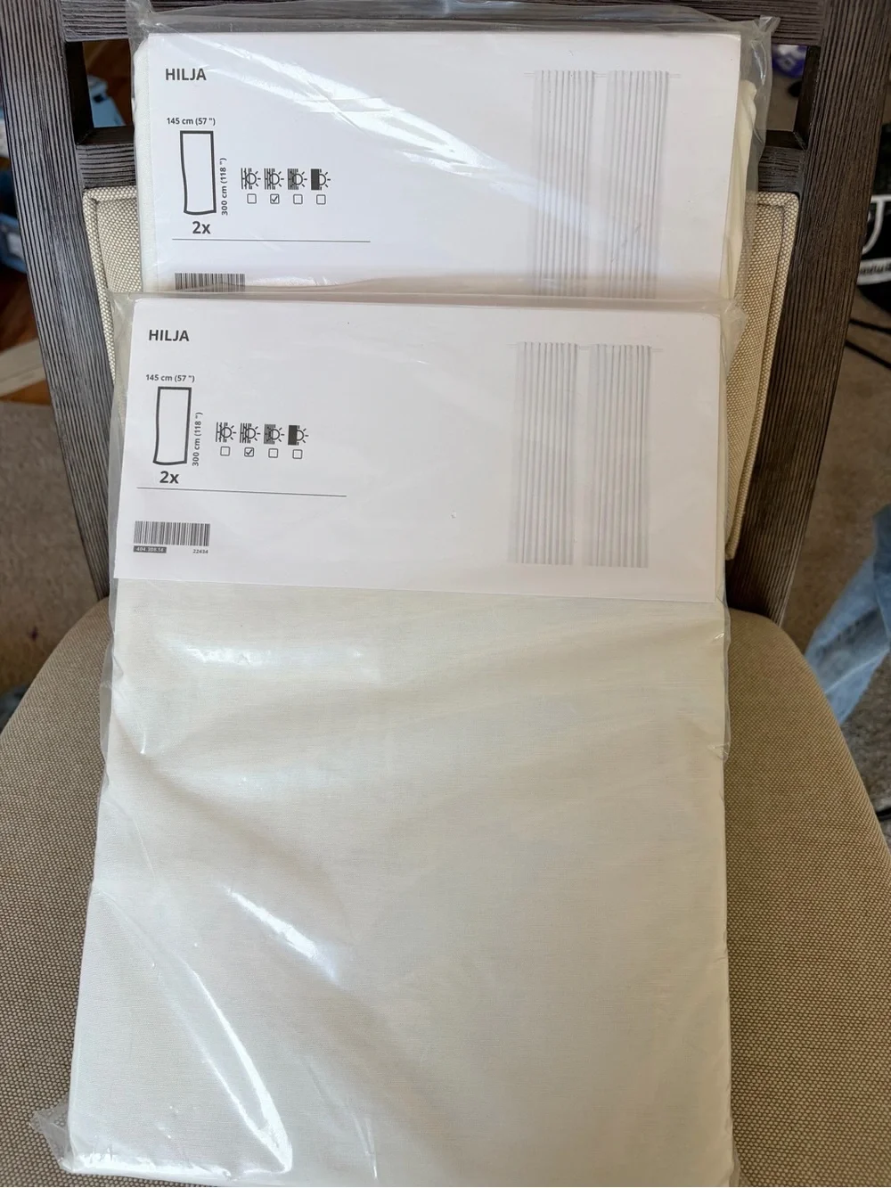 IKEA HILA White Curtain Panels - 2 pair 4 Panels Extra Long Sheer New NWT